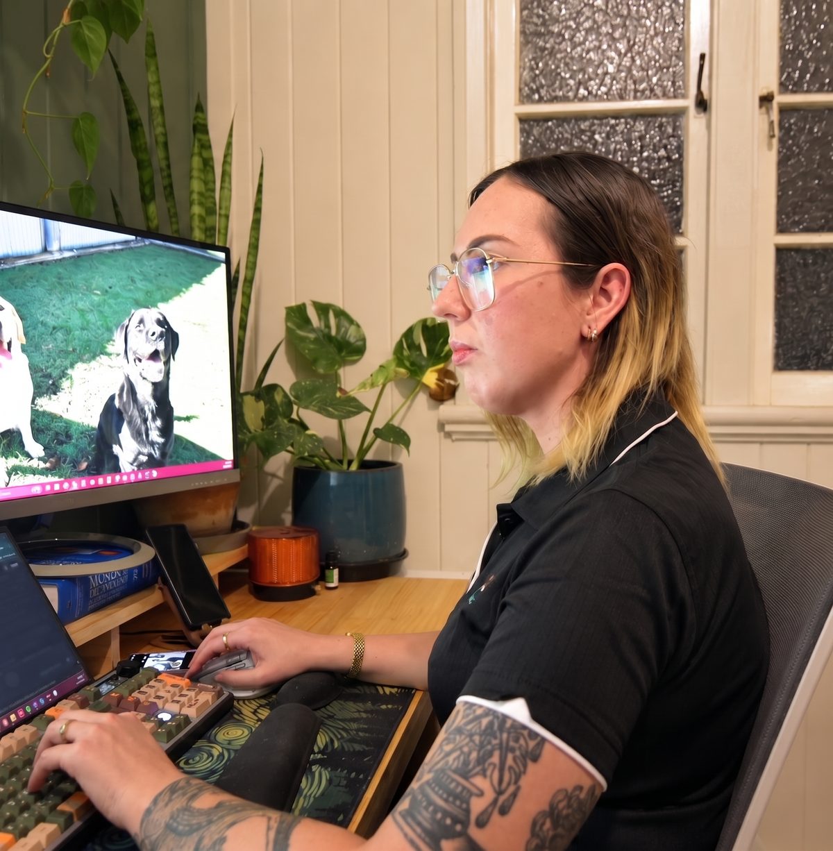 Charlotte Gawthorne working at her desk